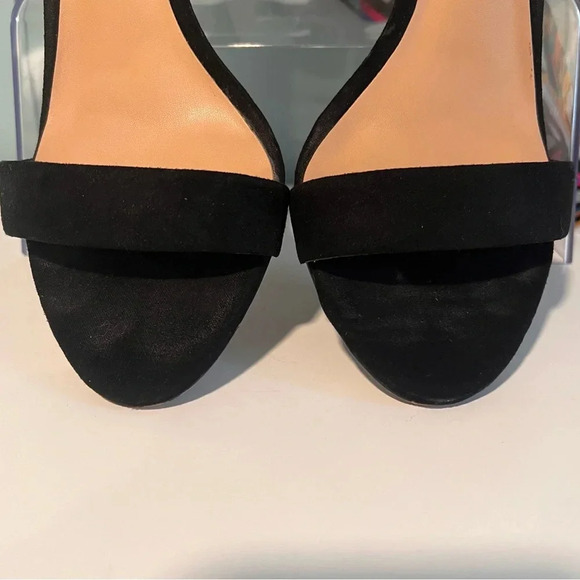 INC Faux Velvet ‘Kanata’ Single Strap Striped Ribbon Ankle Tie 3” Heels. Size 9. - Picture 9 of 13